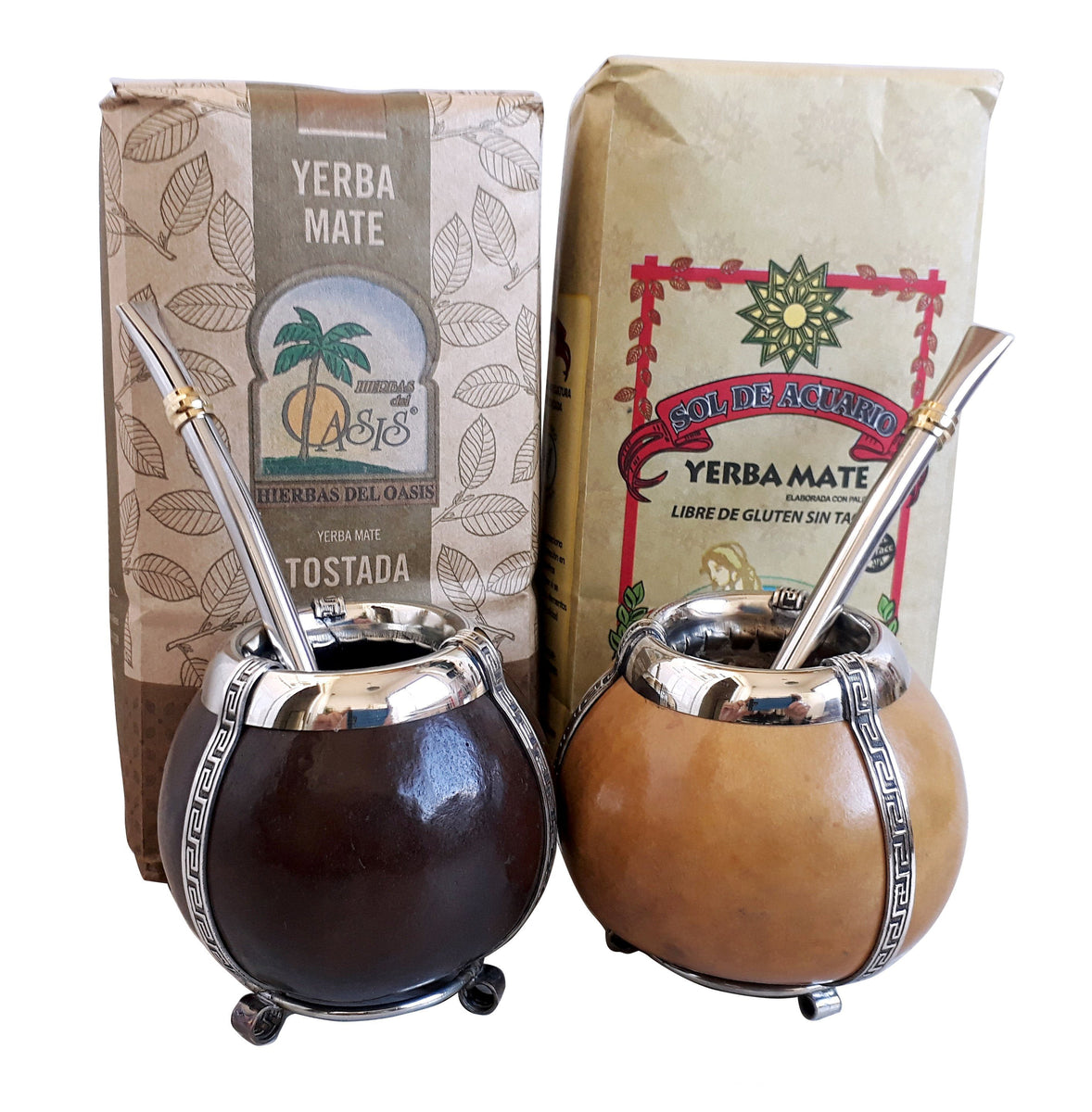 6 Yerba Mate Bags (ALL TYPES) Sample Kit - Mate Gourd & 2 Bombillas