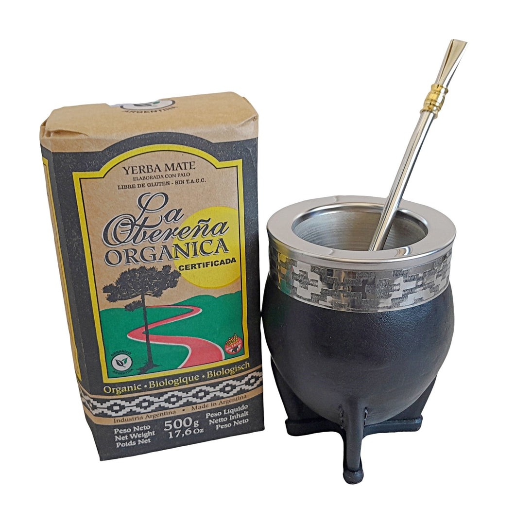 Premium Mate Set: Stainless Steel Imperial Gourd, Bombilla, and Organic Yerba Mate