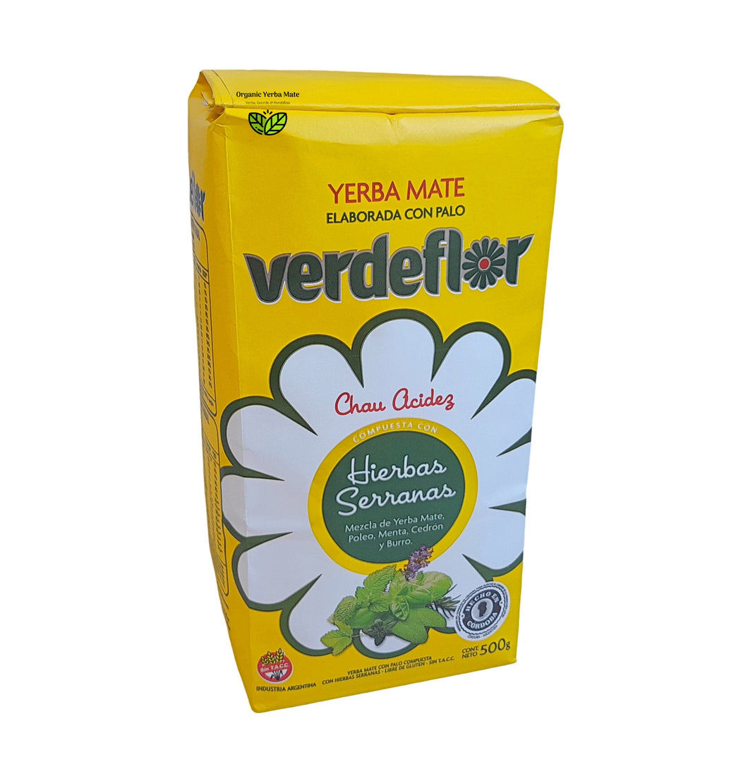 Yerba Mate Verdeflor Hierbas Serranas: Poleo, Mint, L. Verbena & Burro